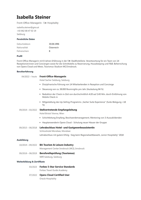 Preview of the Minimal template for Austria