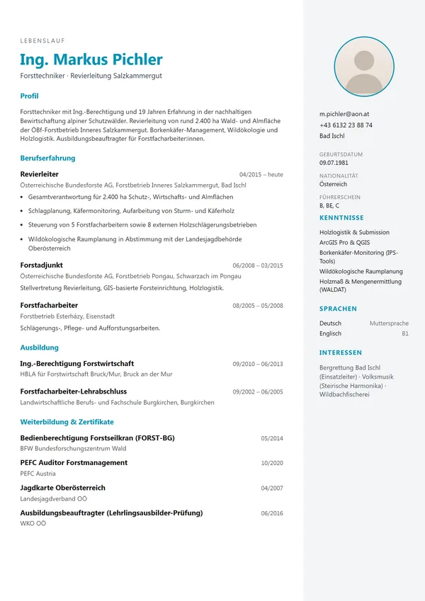 Preview of the Sidebar Rechts template for Austria
