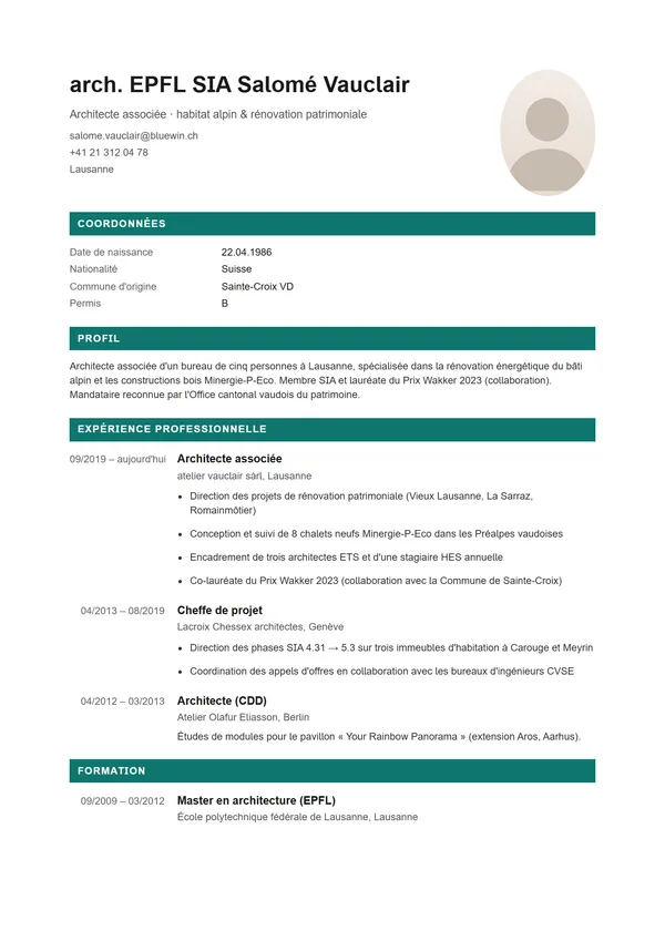 Preview of the Akzent template for Switzerland