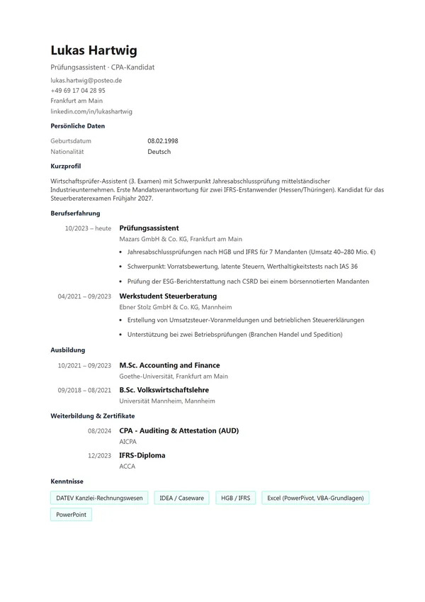 Preview of the Minimal template for Germany