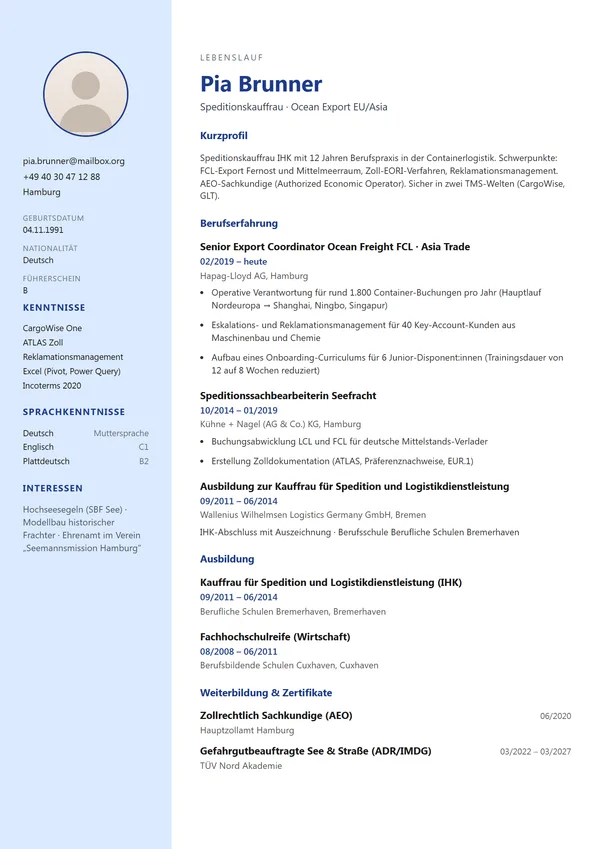 Preview of the Sidebar Links template for Germany